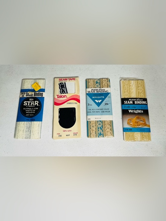 Various Other - Vintage Lace Seam Binding Lot of 4 Wrights Talon Star 3 yards each